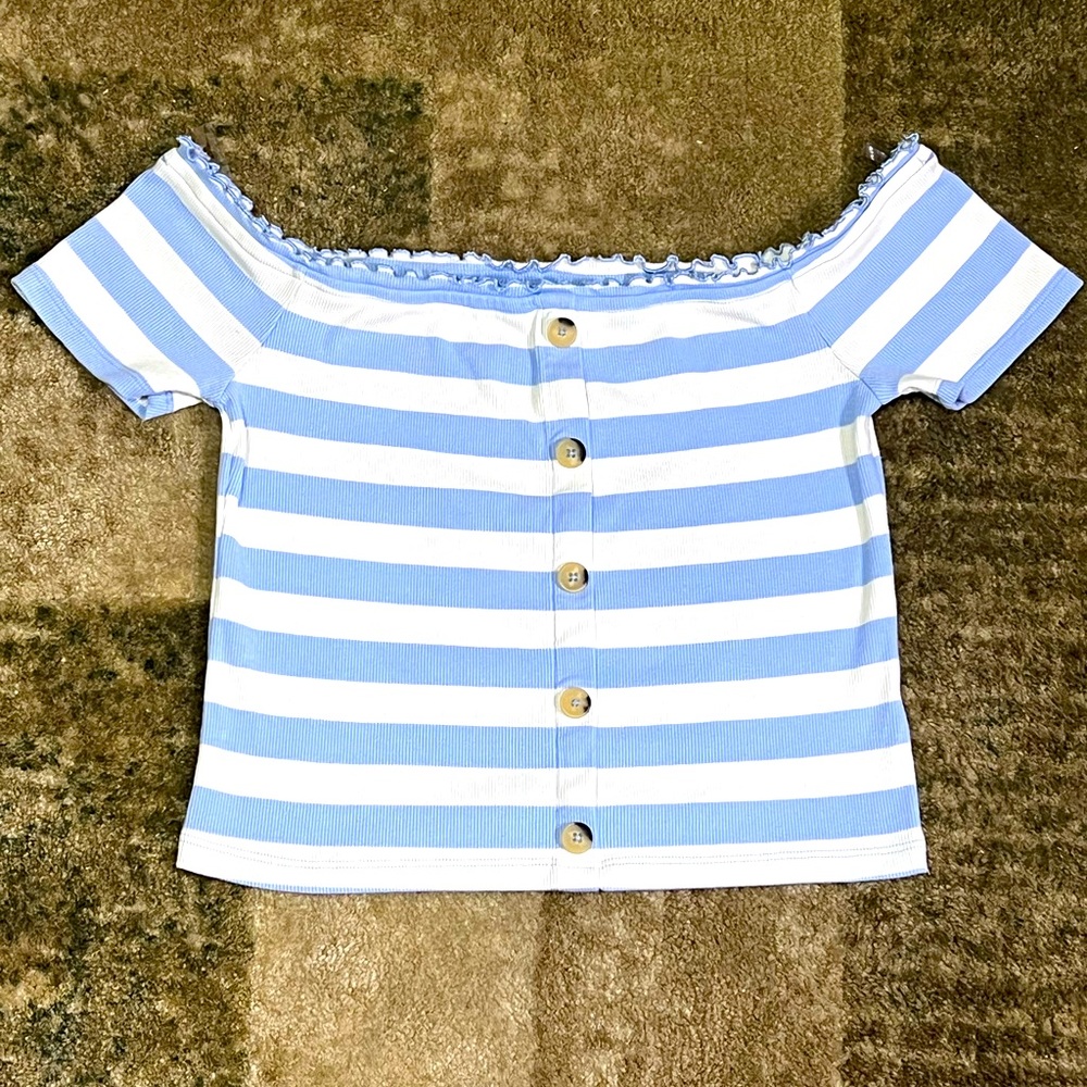 Aeropostale Off the Shoulder Striped Crop Top size Large